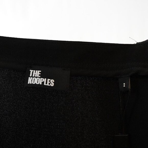 The Kooples Black Midi Slip Dress Embroidered V Neck - M - NWT - Picture 5 of 9